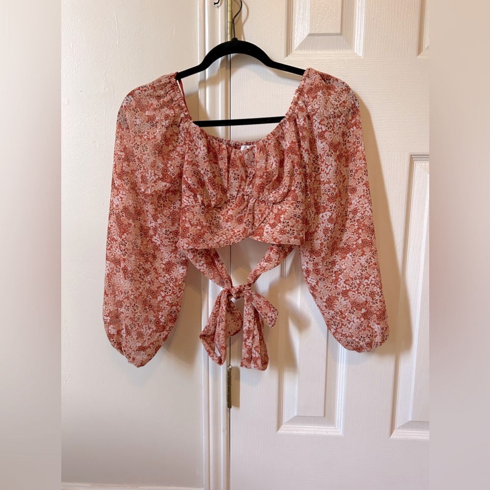 floral long sleeve crop